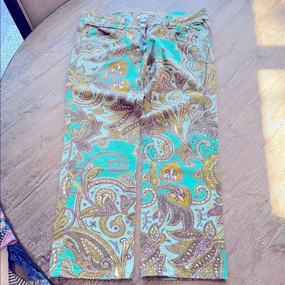 Etro Milano Pants - ETRO Paisley Print Pants in Green Purple Yellow 48 ITALY / 10 US